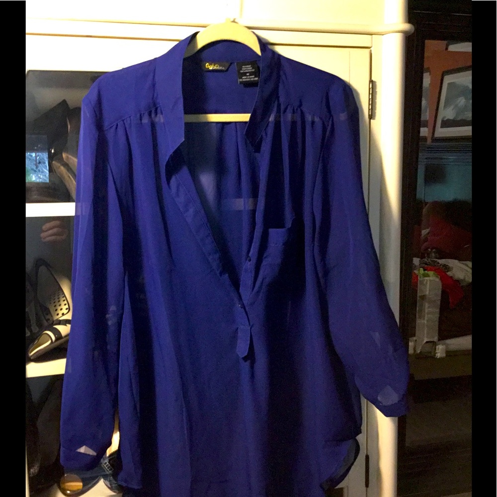 Bright blue sheer tunic